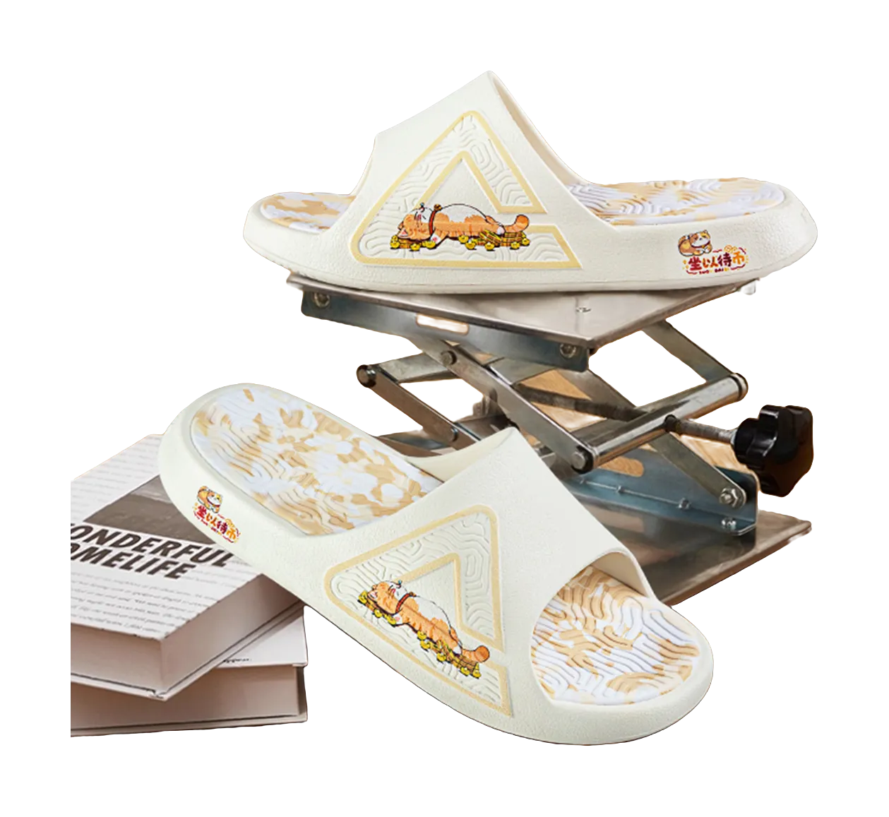 PEAK Tai Ji1.0 Quiet Odor Resistant Cushioning Slide Slippers Unisex White Yellow Vincci Slippers