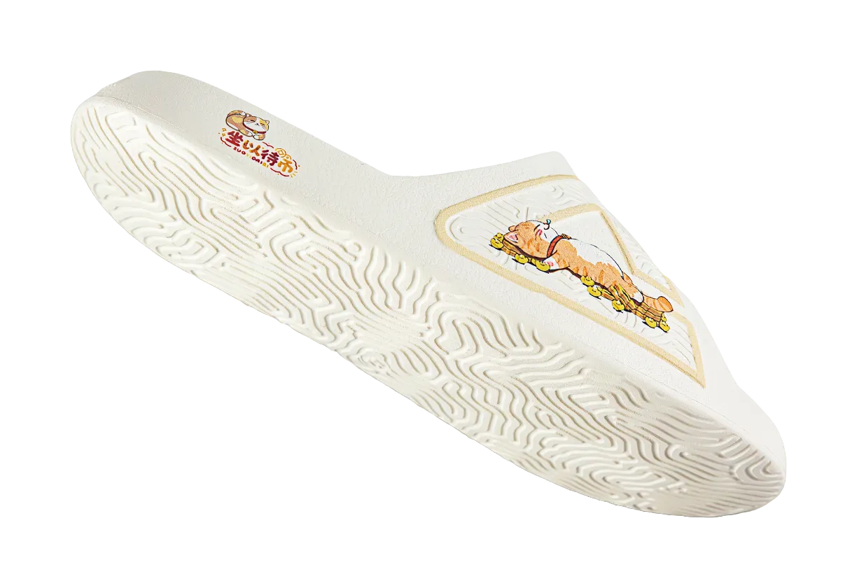 Slippers Wendy PEAK Tai Ji1.0 Quiet Odor Resistant Cushioning Slide Slippers Unisex White Yellow