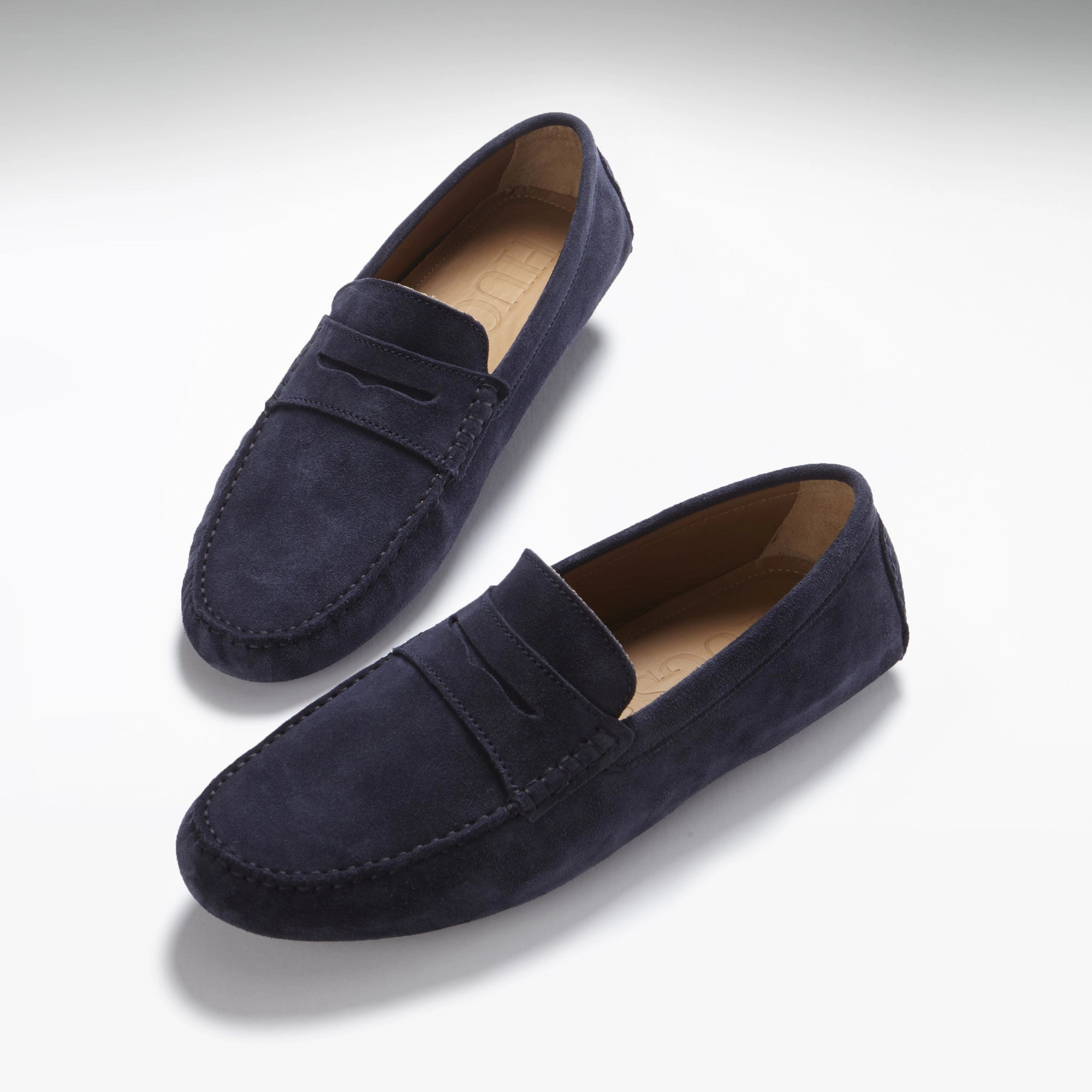 Penny Driving Loafers, navy blue suede Casual Leather Loafers