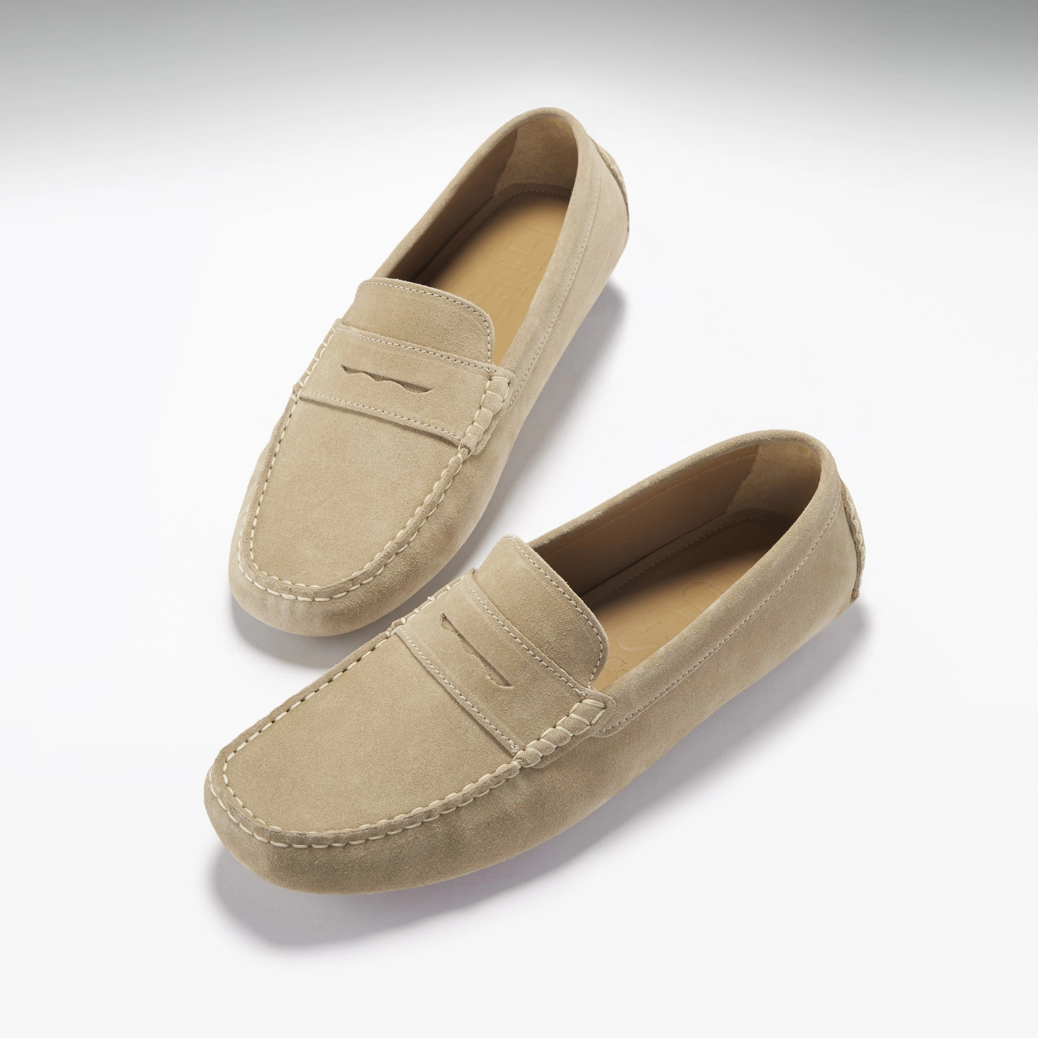 Suede Loafers Rubber Sole Penny Driving Loafers, taupe suede
