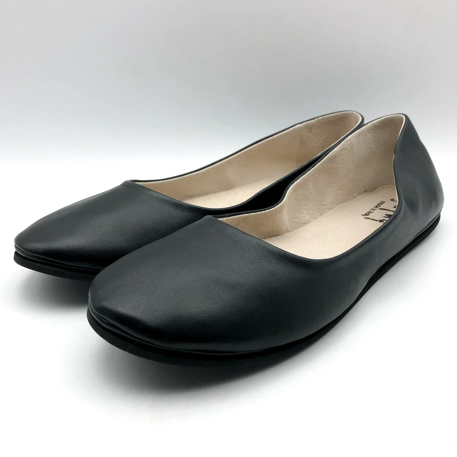 French Sole Womens Sloop Slip On Flats US 11 Black Nappa Leather Slip On NIB Support Insoles For Flat Shoes