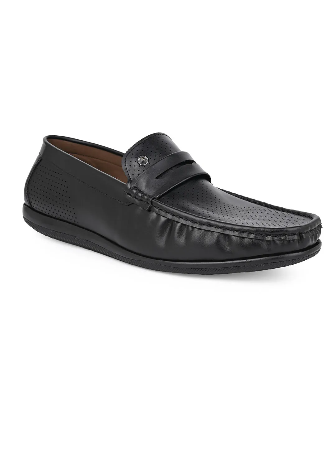 Alberto Torresi Black Faux Leather Loafers for Men Soloviere Loafers