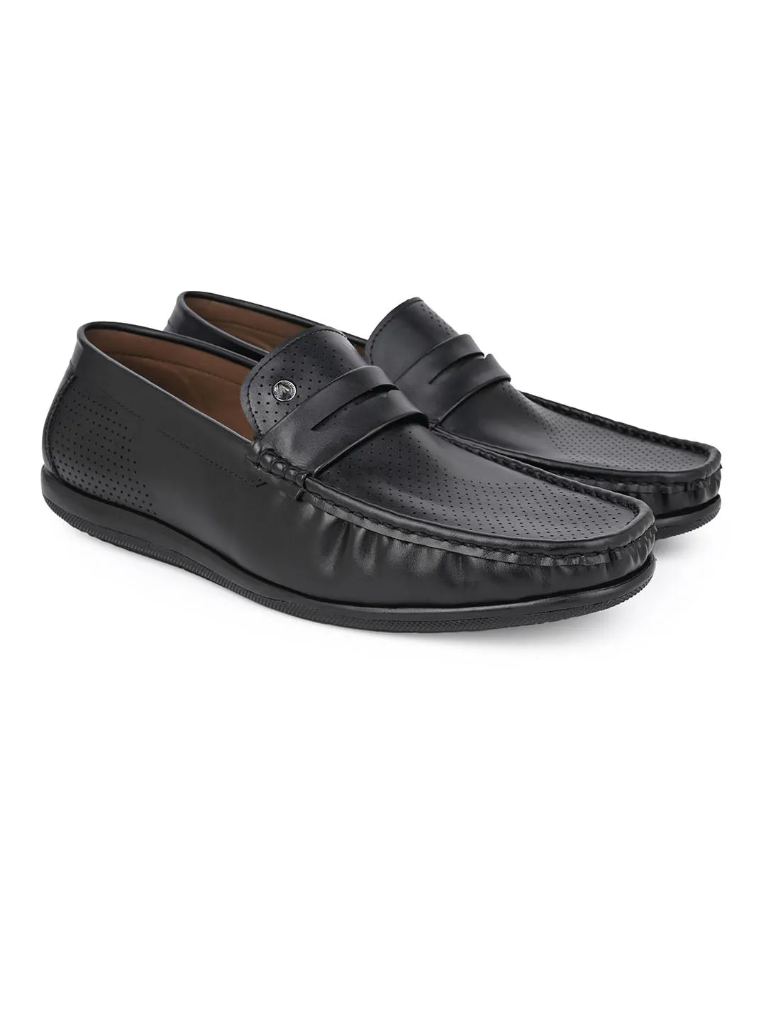 Loafers Vintage Alberto Torresi Black Faux Leather Loafers for Men