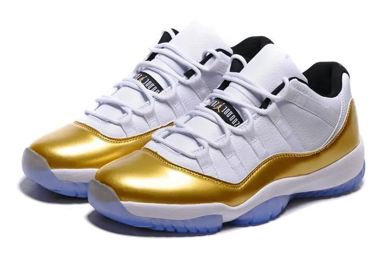 Nike Air Jordan 11 Retro Low White Metallic Gold Coin Basketball Men Best Traction Basketball Shoes