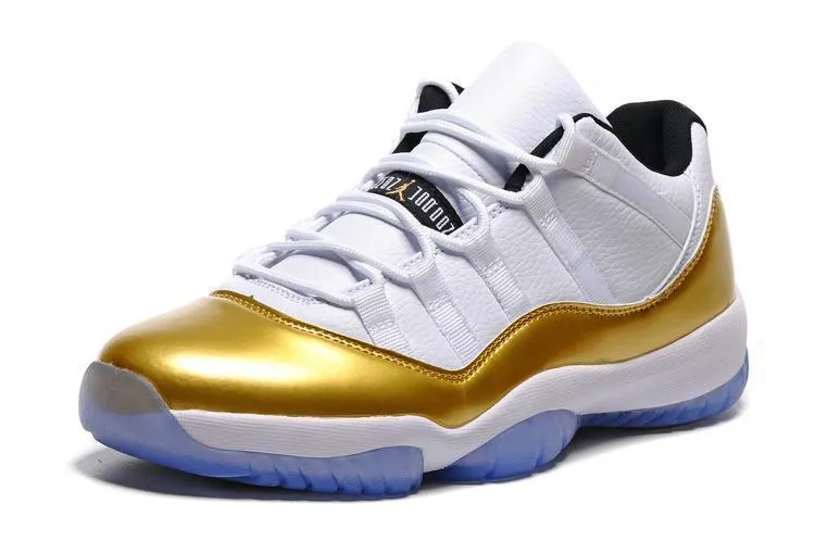 Nike Air Jordan 11 Retro Low White Metallic Gold Coin Basketball Men Second Hand Basketball Shoes