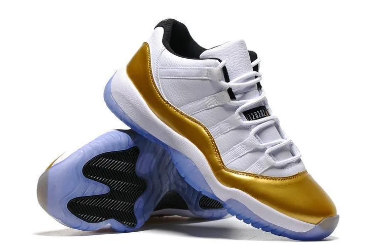 Basketball Shoes Sneakers Nike Air Jordan 11 Retro Low White Metallic Gold Coin Basketball Men