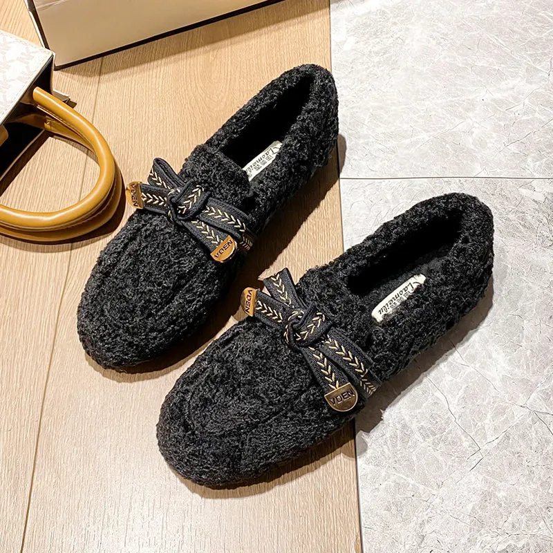 Women Fashion Casual Soft Flat Fur Shoes Best Flat Pedal Shoes For Mtb