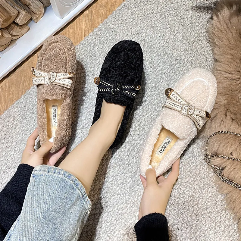 Women Fashion Casual Soft Flat Fur Shoes Flat Shoes Better For Feet