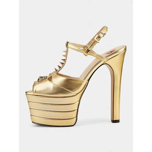 Knee High Low Heel Boots Women's Heels Silver Edgy Metallic High Platform and - Gold