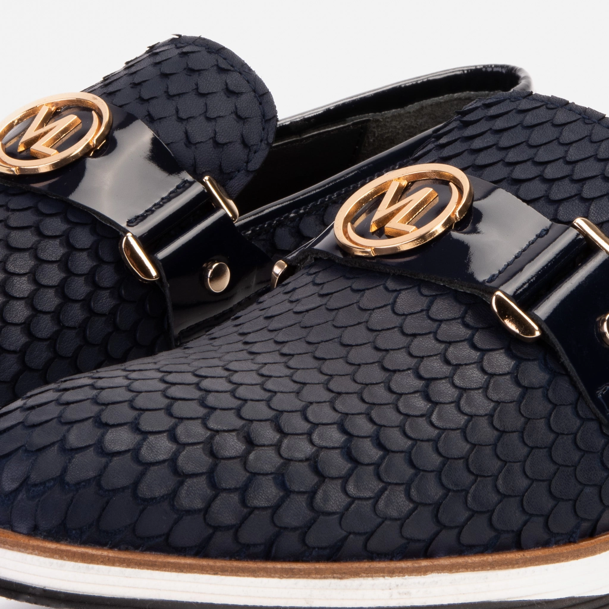 Wide Flat Dress Shoes The Legacy Navy Blue Leather Men Casual Loafer Shoe