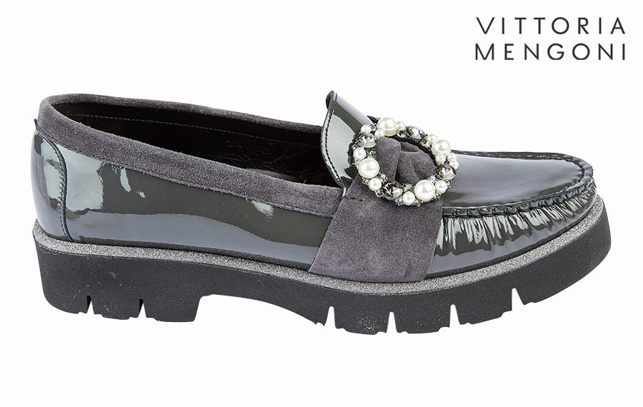 Vm Eagle Grey Loafers With Buckle