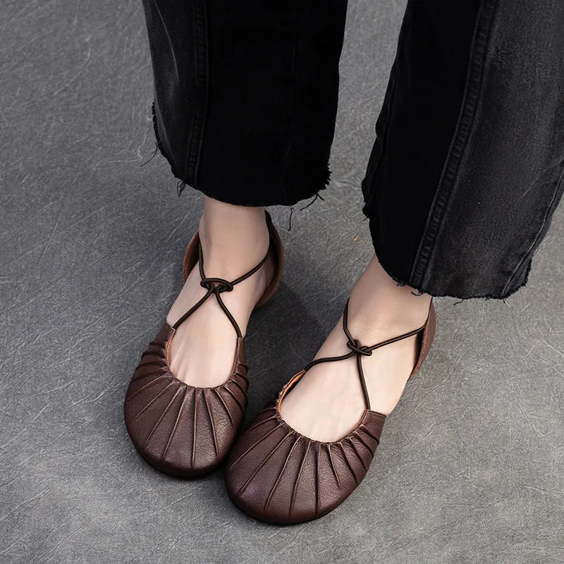 Women Retro Soft Leather Summer Flat Casual Sandals Designer Sandals Sale