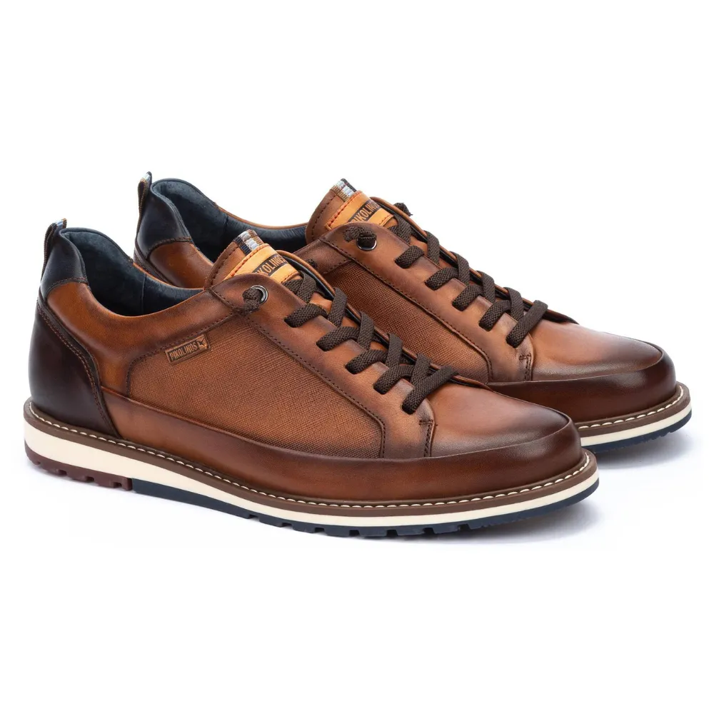 Panelled Lace-up Casual Shoes Pikolinos Berna Brandy Leather Shoe (Men's)