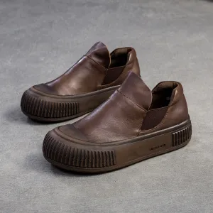 Women Retro Minimalist Leather Flat Casual Shoes Flat Shoes Dressy