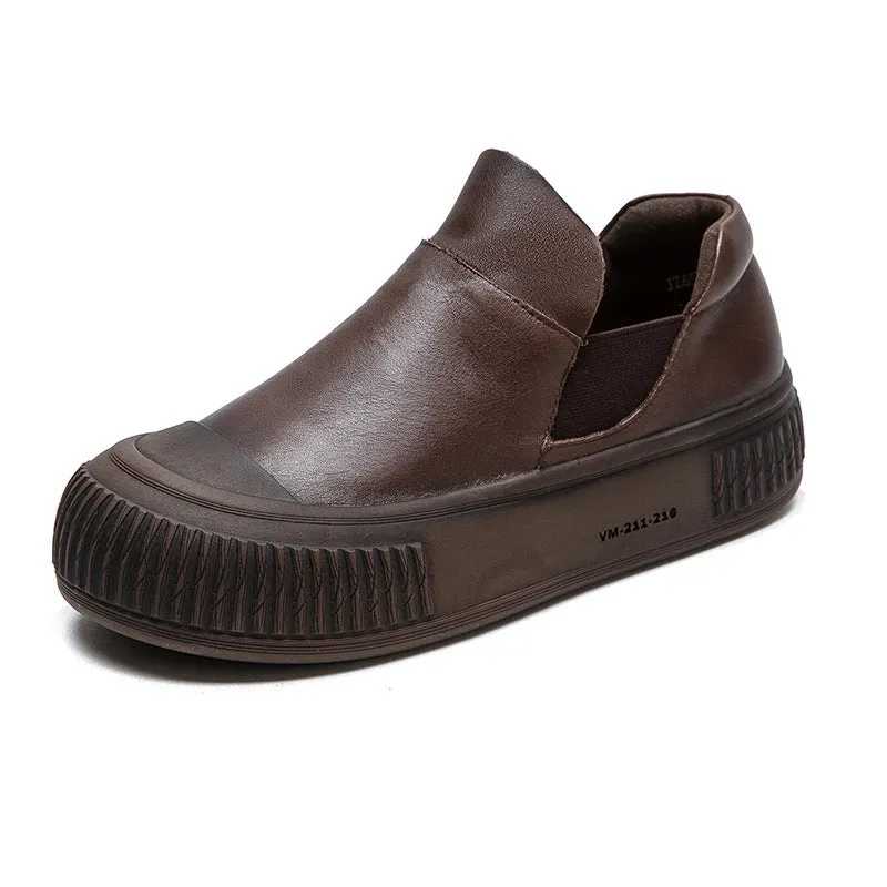 Bass Flat Shoes Women Retro Minimalist Leather Flat Casual Shoes