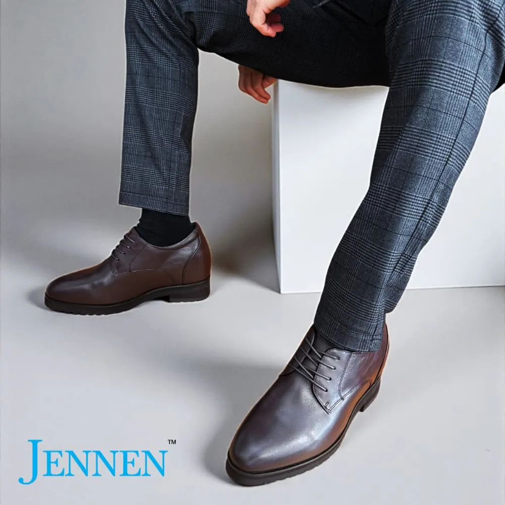 Dress Shoes For Afo Brace Mr. Orwell 10cm | 4 inches Brown Leather Elevator Dress Shoes for Men