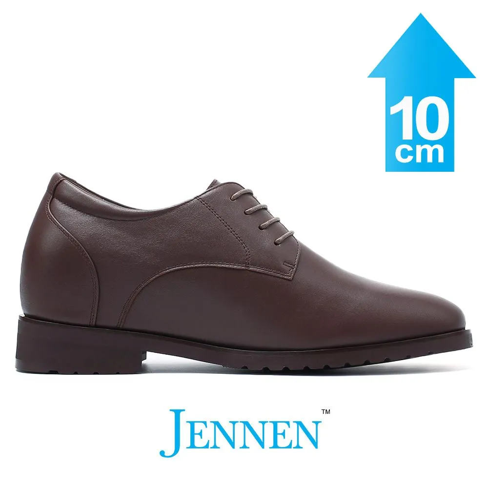 Mr. Orwell 10cm | 4 inches Brown Leather Elevator Dress Shoes for Men Dress Shoes For Elderly Ladies