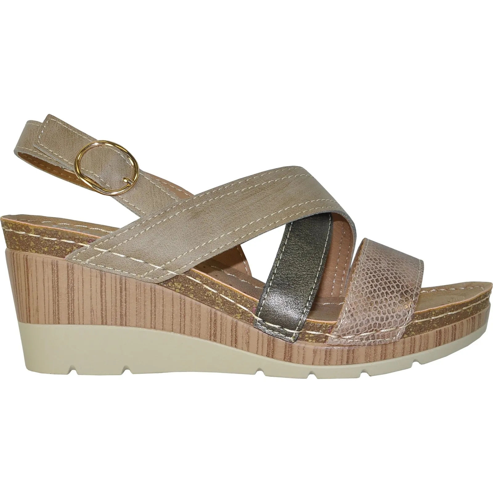 VANGELO Women Sandal REESE Wedge Sandal Taupe Birkenstock Style Sandals