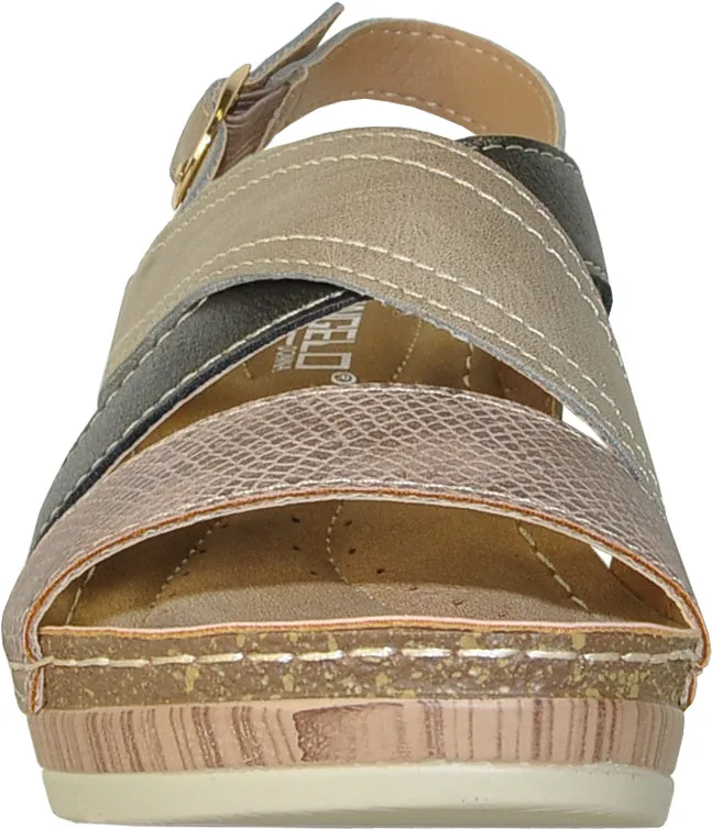 Bridal Sandals Heels VANGELO Women Sandal REESE Wedge Sandal Taupe