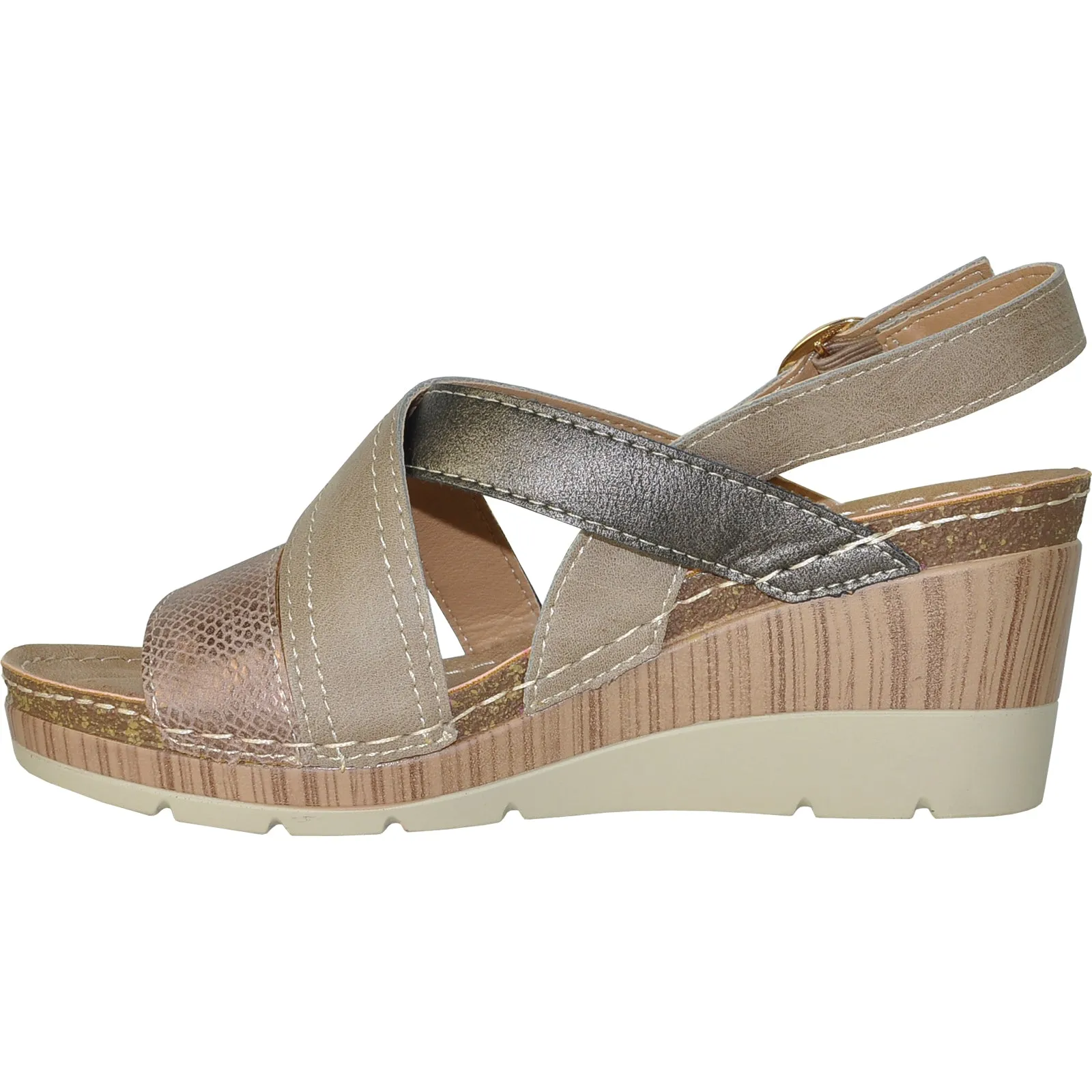 VANGELO Women Sandal REESE Wedge Sandal Taupe Sandals Huts Over The Water