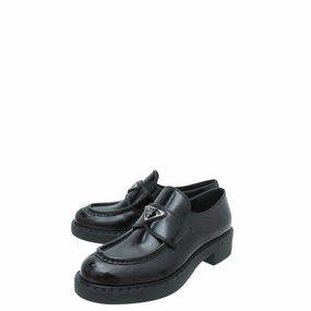 Prada Black Brushed Chocolate Loafers 38 Tassle Loafers
