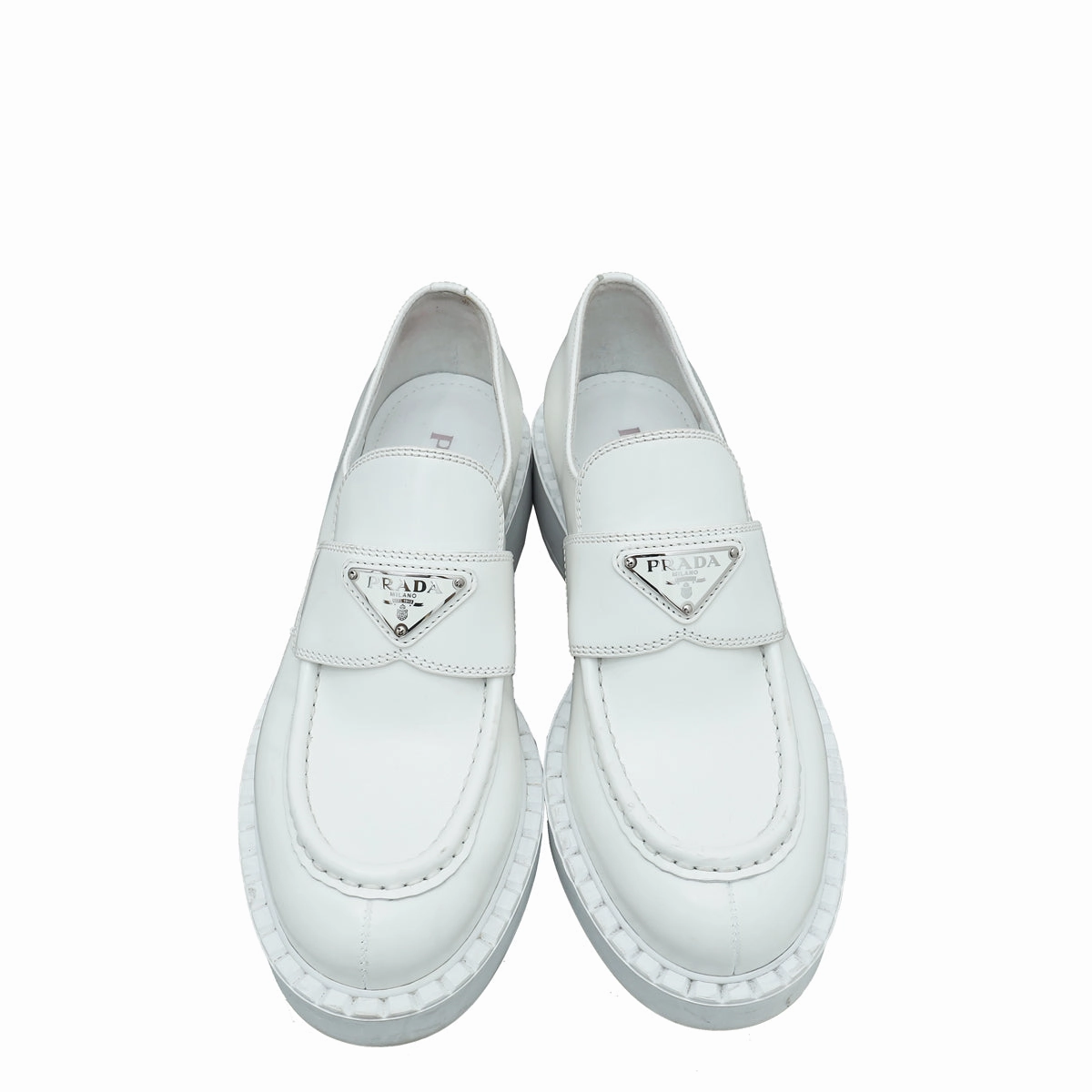 Loafers Jordaan Prada White Brushed Loafers 37.5
