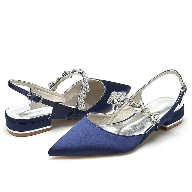 Shoes Women's Bridal Wedding Heel Crystal Flat