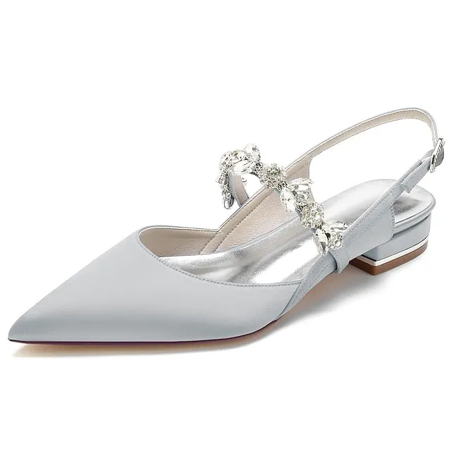 Shoes Women's Bridal Wedding Heel Crystal Flat