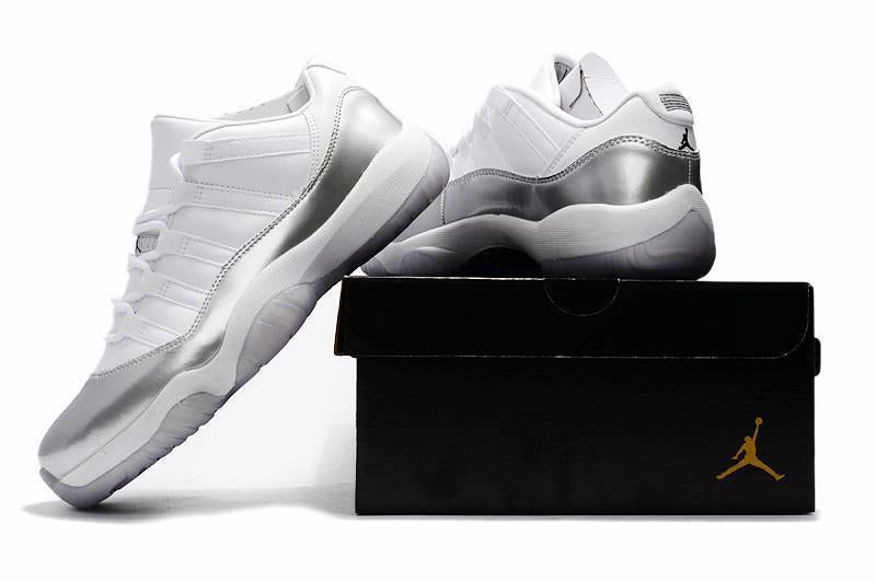 2k Generic Basketball Shoes Nike Air Jordan 11 Retro Low White Metallic Silver Basketball Men