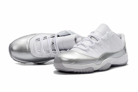 Force Basketball Shoes Nike Air Jordan 11 Retro Low White Metallic Silver Basketball Men