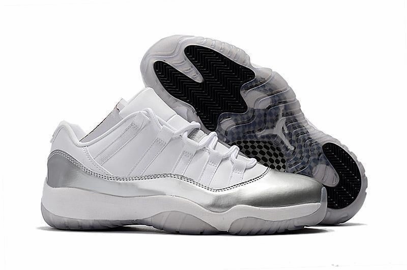 Nike Air Jordan 11 Retro Low White Metallic Silver Basketball Men Basketball Shoes 2013 Hyperfuse