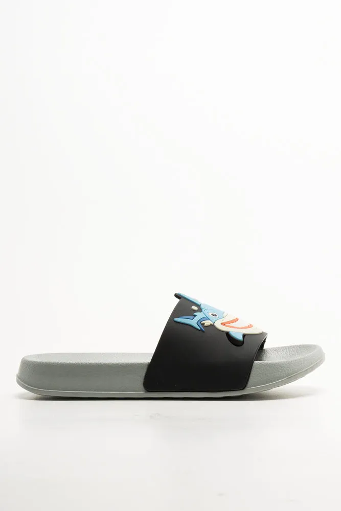 Shark Slides Grey And Navy Halcyon Sandals Resort