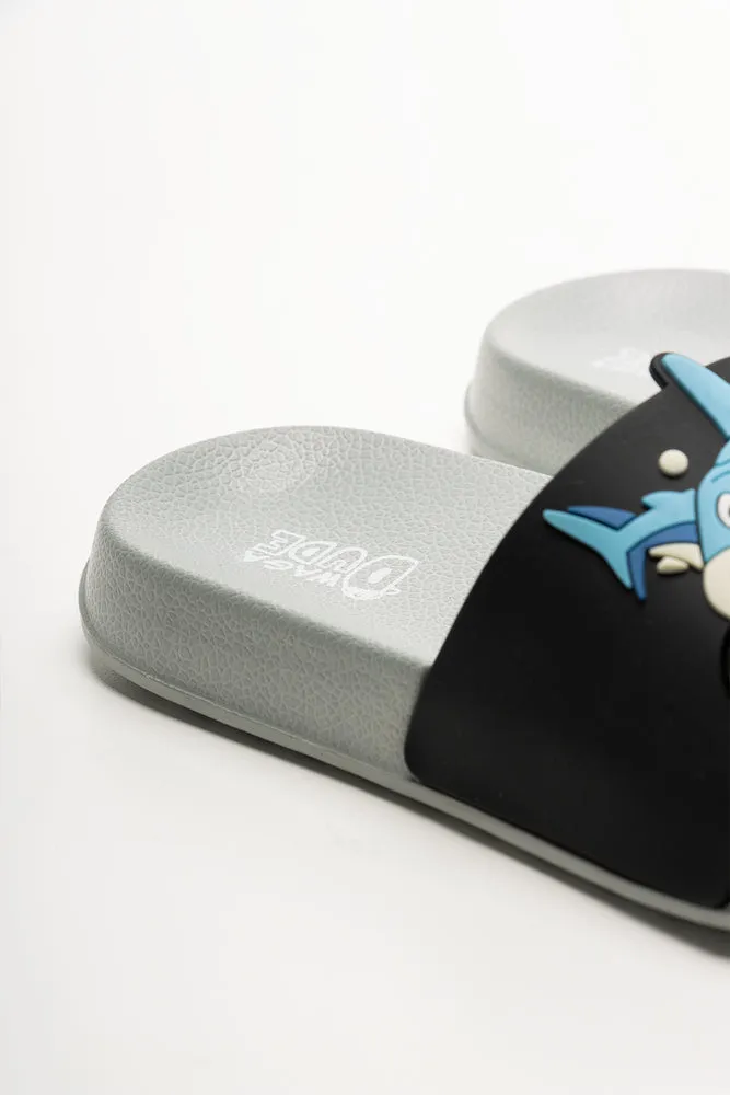 Shark Slides Grey And Navy Sandals St Maarten