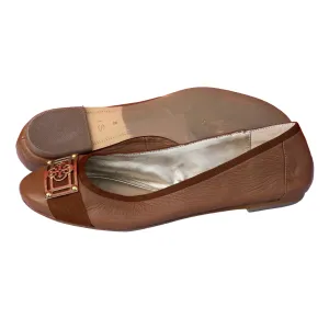 Womans Isola Bricen Signature Flat 8M Tan Leather Rubi Shoes Ballet Flats