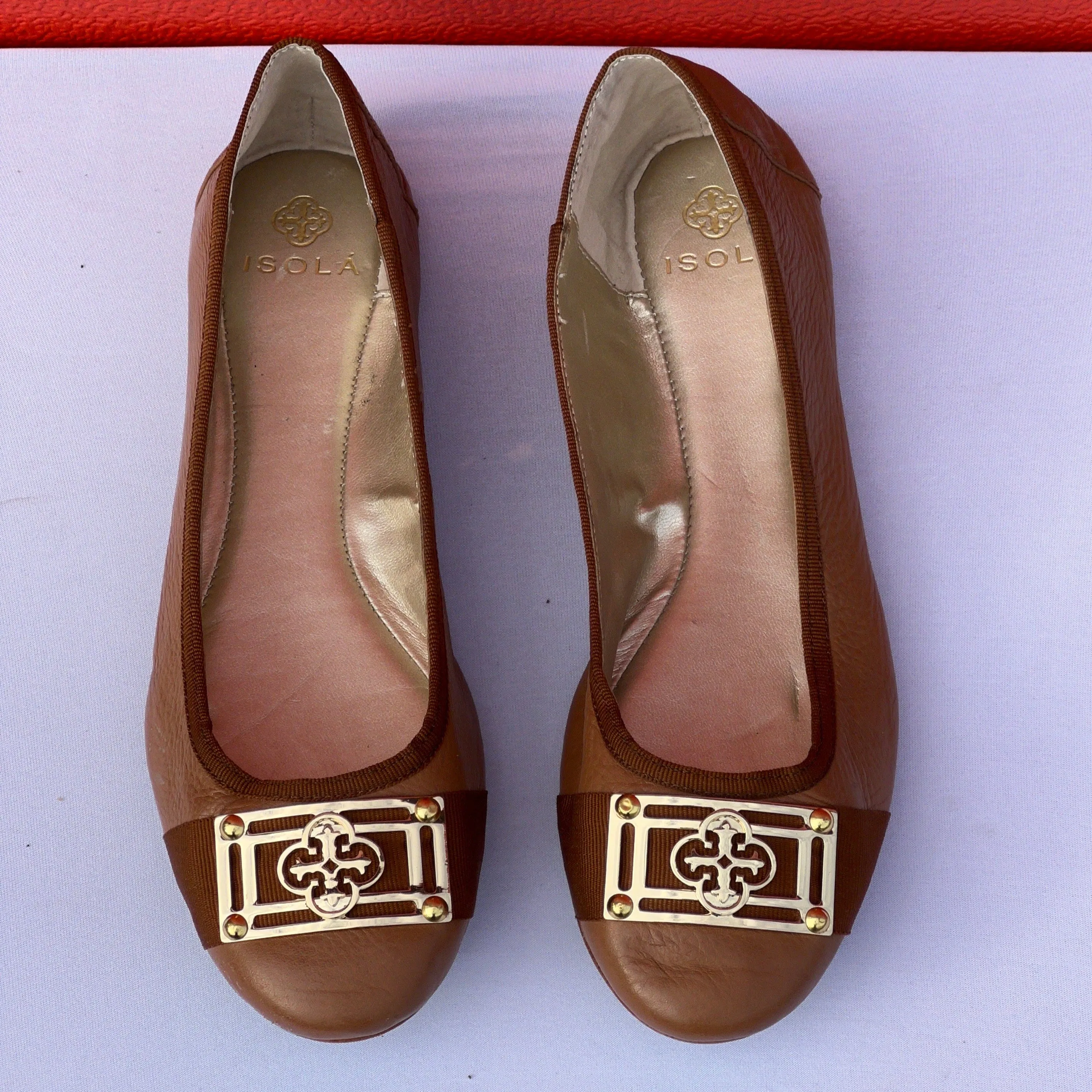 Pointed Flat Shoes Wide Fit Womans Isola Bricen Signature Flat 8M Tan Leather