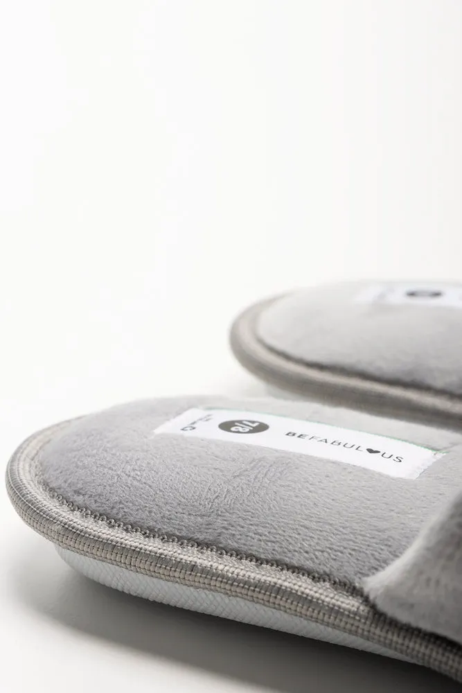 Star Trim Closed Toe Slippers Grey Embellished Flat Wedding Shoes