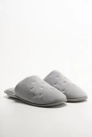 Flat Foot Shoe Insert Star Trim Closed Toe Slippers Grey