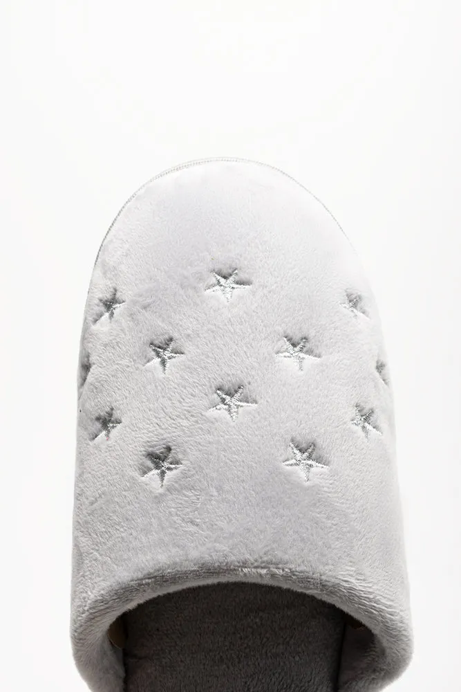 Comfiest Shoes For Flat Feet Star Trim Closed Toe Slippers Grey