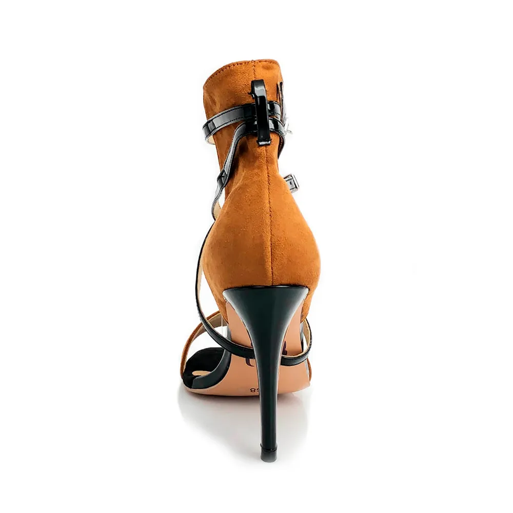 Gold High Heels With Diamonds Desnudate - Open Toe High Back Heel Latin Dance Shoe Sandals (Street Sole)