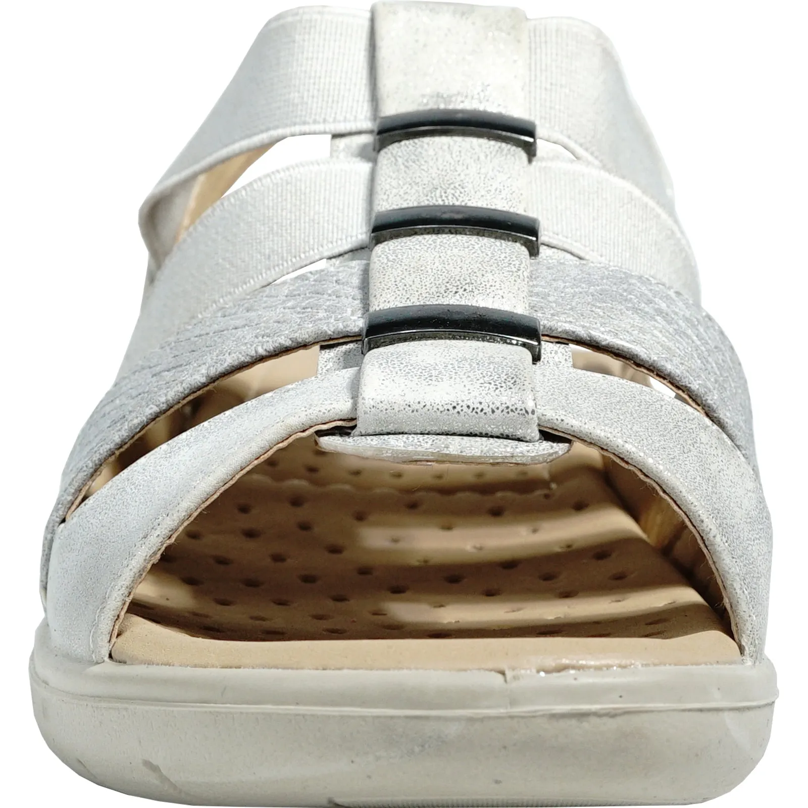 kozi Women Sandal OY5126 Comfort Wedge Sandal Silver White