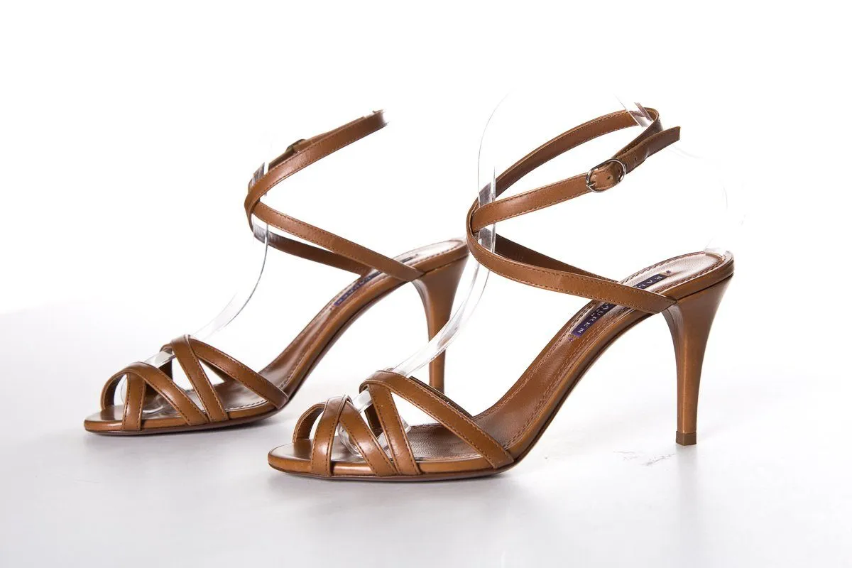 Sandals That Are Popular Ralph Lauren Brown Leather Sandals SZ 39 Sale