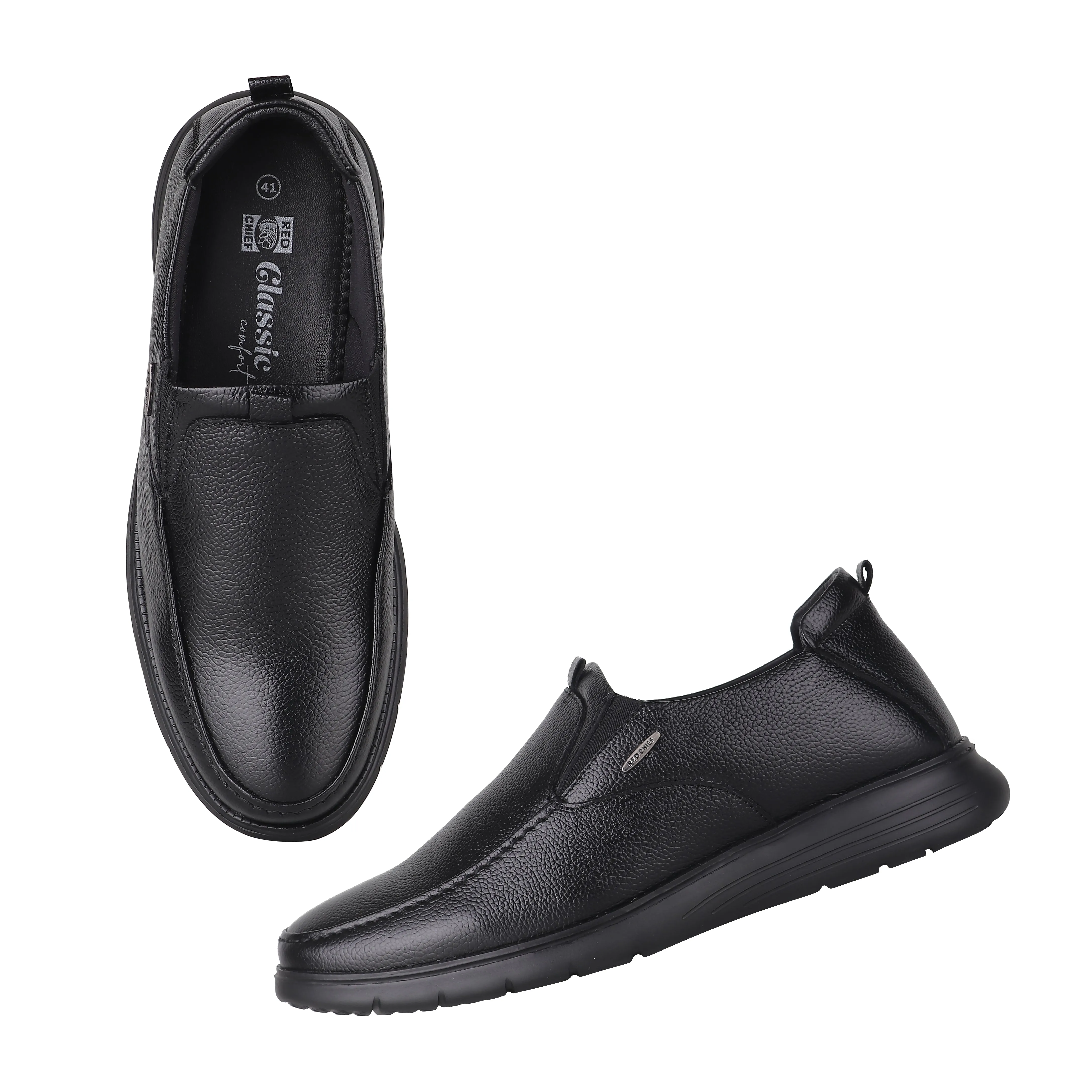 Red Chief Black Formal Shoes for Men RC3977LR 001 Elasticated Flat Shoes