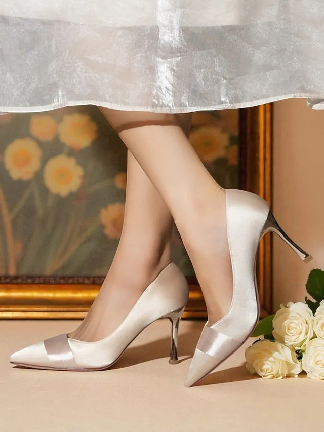 Champagne Dress Women's Pumps Heel - Satin Toe Pointed High Xhilaration High Heels
