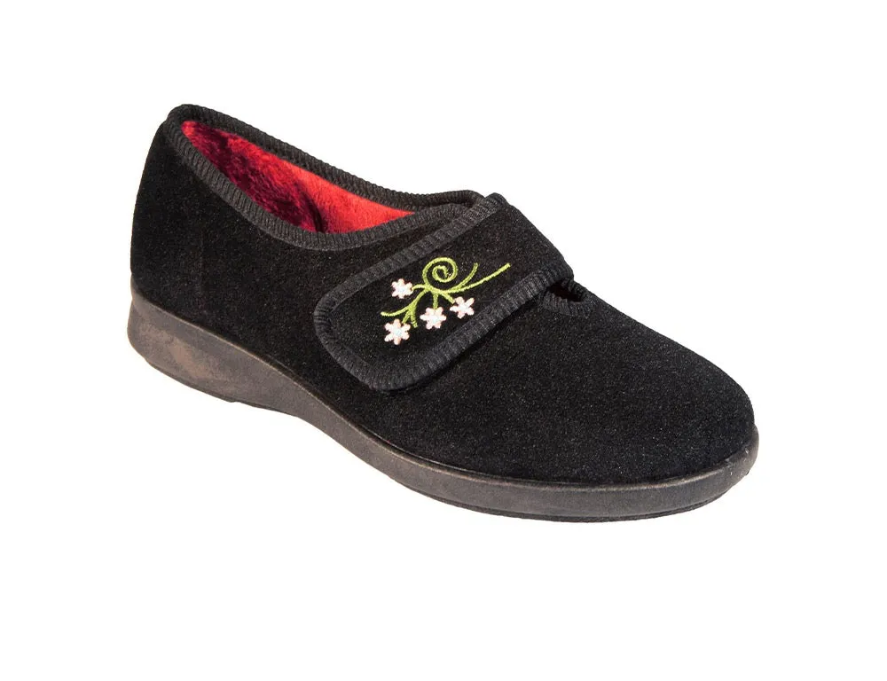 Marvel Slippers Womens Wide Fit Caroline 2 Black Slippers