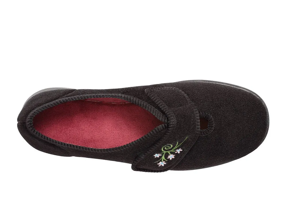 Womens Wide Fit Caroline 2 Black Slippers Greek Slippers