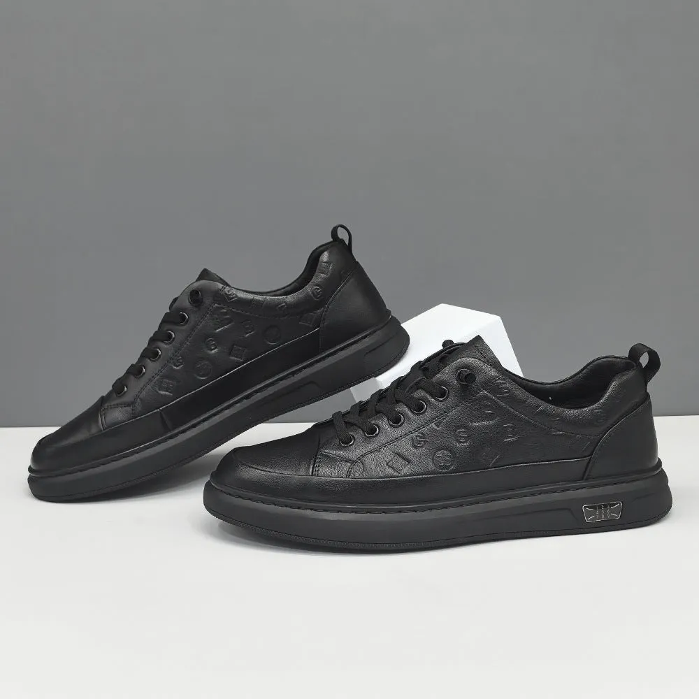 Vans Casual Shoes Men Minimalism Fashion Solid Embossed Leather Casual Shoes