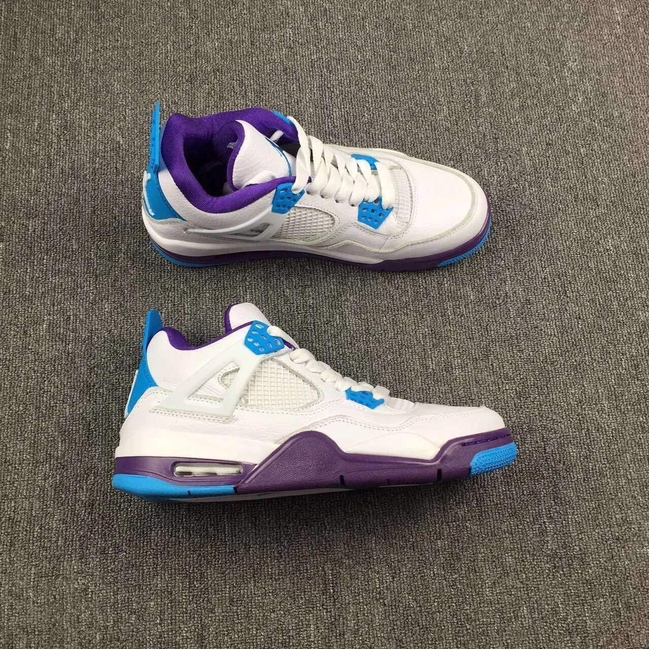 Basketball Shoes Releasing Nike Air Jordan 4 Retro Hornets White Blue Purple Basketball Men