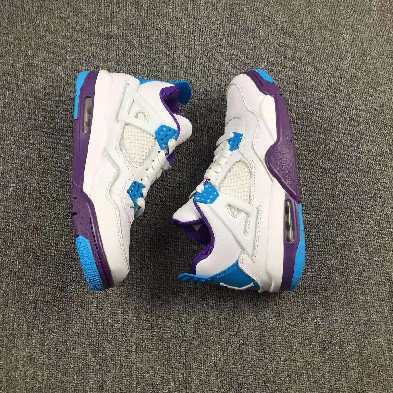 Nike Air Jordan 4 Retro Hornets White Blue Purple Basketball Men Jason Kidd Basketball Shoes