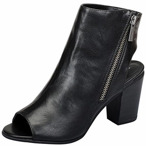 Hawthorne Boots Women's Reanna-11 Open Back Asymmetrical Zipper Peep Toe Bootie