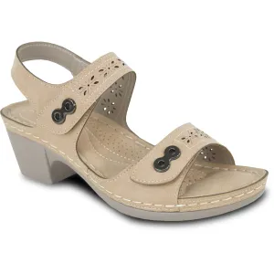 Closed Toe Slide Sandals VANGELO Women Sandal YQ3150 Comfort Heel Sandal Beige